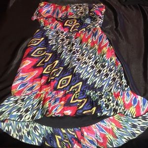 High-low strapless dress